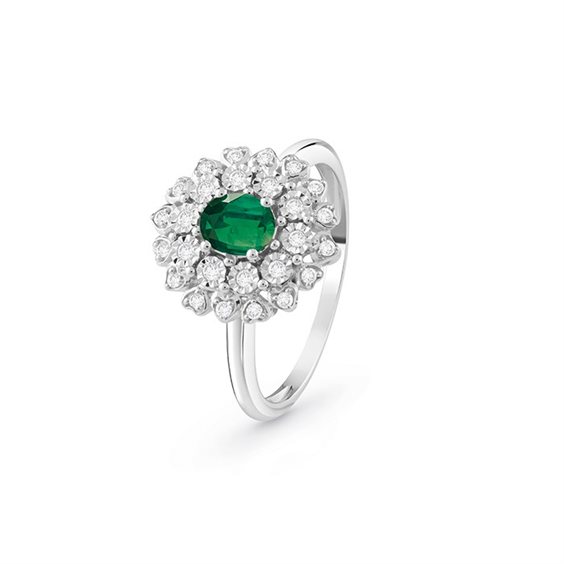 Ring Bliss Woman in White Gold Smeraldo 0.35 Ct 20102632 - 20102632